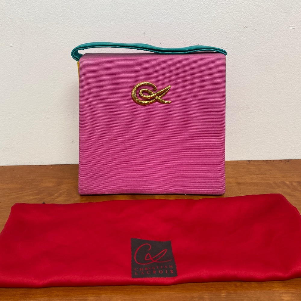 Christian Lacroix Rare Vintage Grosgrain Handbag with Logo